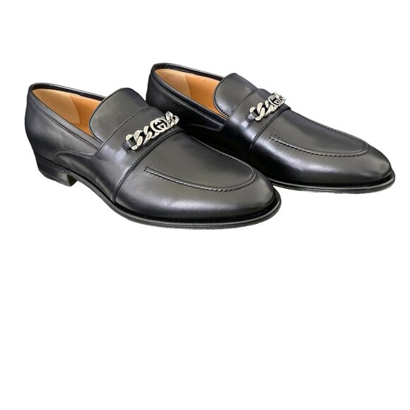 GUCCI Men's Chain Calf Black Leather Loafer, 739774, Gucci 11 - Picture 3 of 16